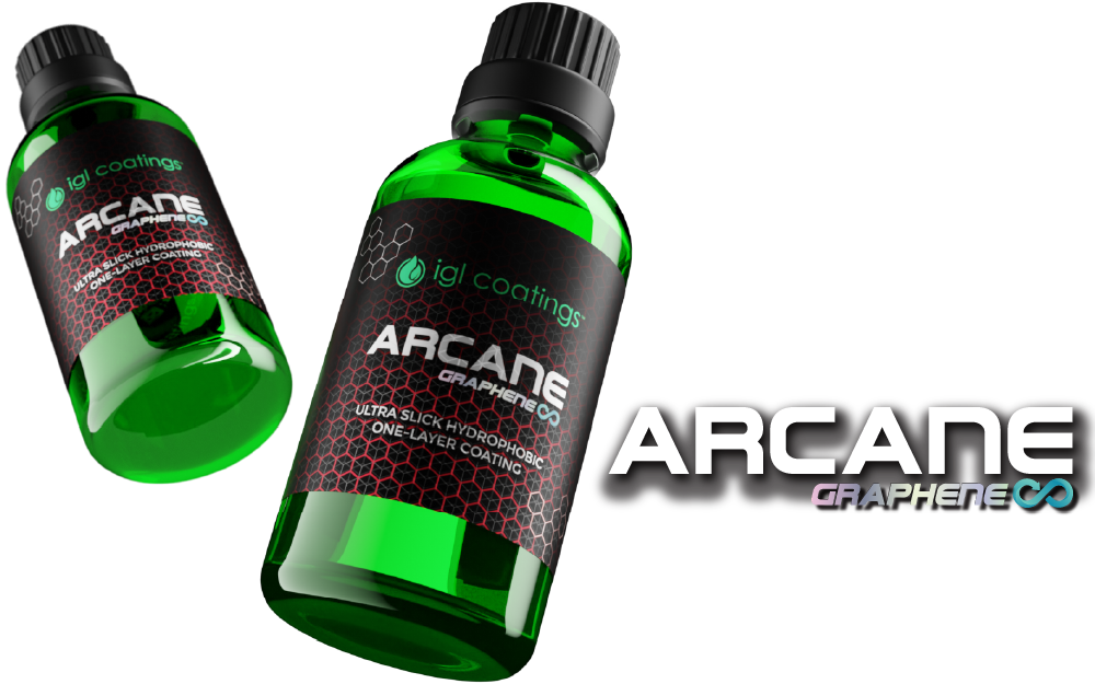 Two green Arcane coating bottles